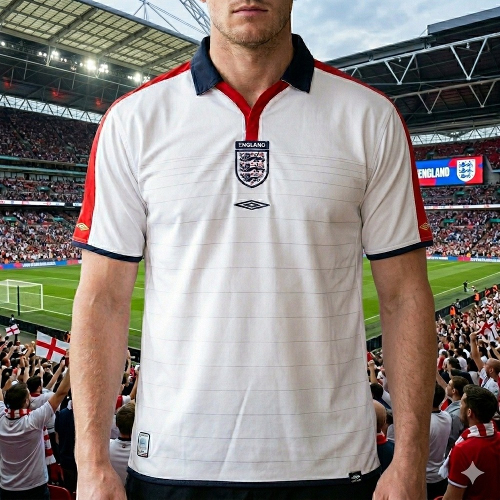 Vintage Umbro England Training Shirt XL 2000–02 White Soccer Jersey Y2K Official